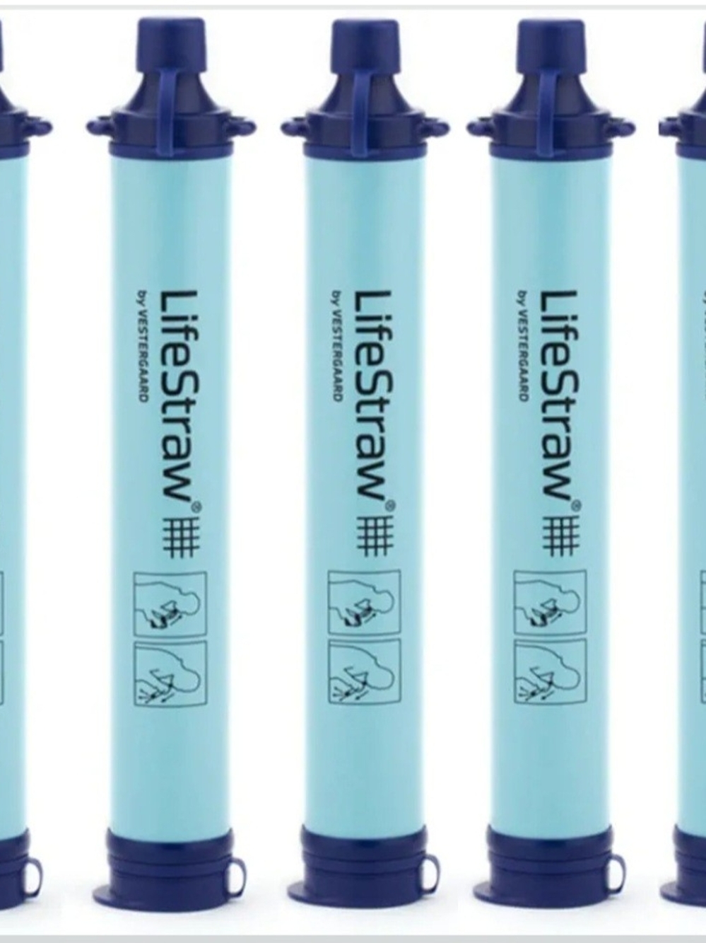 LifeStraw Personal Water Filter - Light Blue with Navy Caps